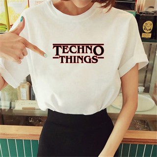 เสื้อยืด พิมพ์ลาย Techno ออกแบบดี สําหรับผู้หญิง