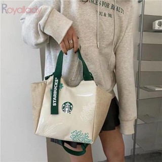 #ROYALLADY#Tote กระเป๋าช้อปปิ้ง ผ้าแคนวาส หูหิ้วหนา แบบสร้างสรรค์ สําหรับปิกนิก สํานักงาน