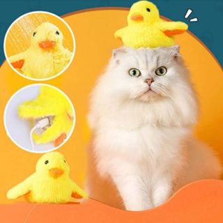  Plush Gravity Duck Cat Toy Soundmaking Little Duck 3 Different Wings Flapping Modes USB Rechargeable Activity Toy Plush Little Yellow Duck