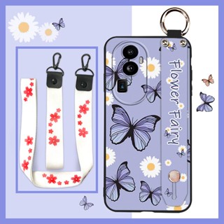 Anti-dust Fashion Design Phone Case For OPPO Reno10 cute Lanyard protective ring sunflower Wrist Strap Durable Phone Holder