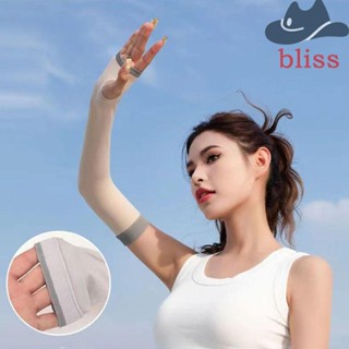 Bliss ปลอกแขน ผ้าเรยอน ยืดหยุ่น ป้องกันรังสียูวี สีพื้น สําหรับผู้หญิง ขับรถ กลางแจ้ง