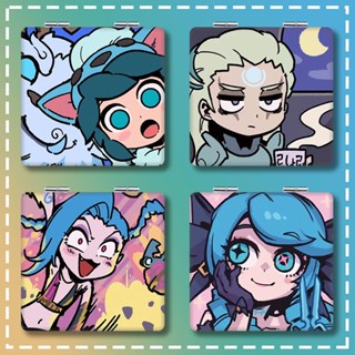 Lol กระจกแต่งหน้า แบบพับได้ พิมพ์ลาย League of Legends Jinx Lee Sin Blind Monk Yuumi Teemo ขนาดเล็ก สําหรับนักเรียน