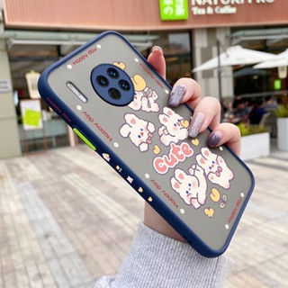 สําหรับ Huawei Mate 30 Pro Mate 30 Lite เคสการ์ตูนกระต่ายน่ารัก แฟชั่น บาง ฝ้า เคสโทรศัพท์แข็ง ขอบสี่เหลี่ยม กันกระแทก ซิลิโคนนิ่ม เคสป้องกัน