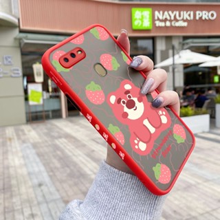 เคสซิลิโคนนิ่ม ขอบสี่เหลี่ยม ลายการ์ตูนหมี สตรอเบอร์รี่ กันกระแทก สําหรับ OPPO A12 A12s A5s A7 A11K