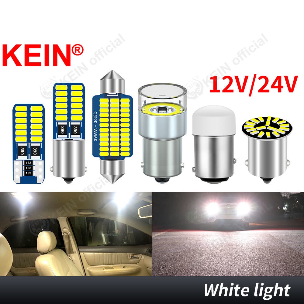 Kein 2PCS 24V ไฟ Led รถบรรทุก T10 BA9S Festoon C5W 31 มม.36 มม.39 มม.1156 P21W 1157 BAY15D รถย้อนกลับเบรคที่จอดรถหยุดภายในโดมป้ายทะเบียนตัวบ่งชี้รถจักรยานยนต์โคมไฟ