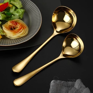 Oukeai ช้อนสเตนเลส 304 แบบหนา ขนาดเล็ก สีทอง สําหรับกรองซุป หม้อไฟ ซอส ใช้ในครัวเรือน
