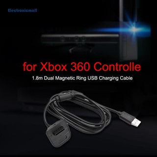 [ElectronicMall01.th] สายชาร์จ USB 1.8 ม. แบบแหวนแม่เหล็กคู่ สําหรับคอนโทรลเลอร์ไร้สาย Xbox 360