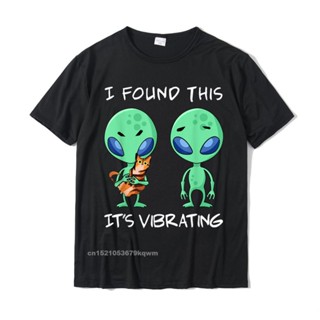 เสื้อยืด ผ้าฝ้าย พิมพ์ลายเอเลี่ยน และแมวตลก ขนาดใหญ่ สําหรับวัยรุ่น