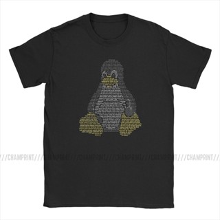 เสื้อยืด พิมพ์ลาย Linux Penguin Bash Commands ขนาดใหญ่ สําหรับผู้ชาย