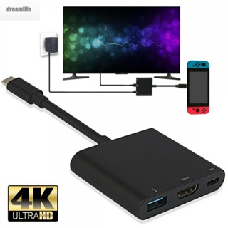 【DREAMLIFE】Accessories USB 3.1 Converter Smartphone Laptop Black Portable Type C to HDMI