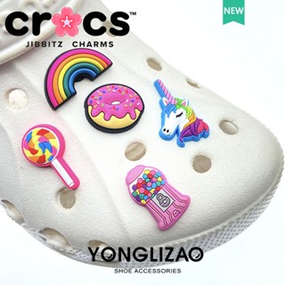 Jibbitz Crocs charms หัวเข็มขัด รูปโดนัท ยูนิคอร์น สําหรับตกแต่งรองเท้า DIY 2023