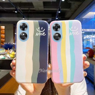 พร้อมส่ง ใหม่ เคสโทรศัพท์มือถือ ซิลิคอน TPU นิ่ม ใส บางมาก ลายทางสีรุ้ง สร้างสรรค์ สําหรับ OPPO A58 4G A58 4G 2023