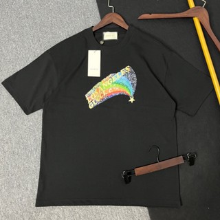 G-u222- ใหม่ เสื้อยืดแขนสั้น พิมพ์ลายสายรุ้ง แฟชั่นฤดูร้อน สําหรับผู้หญิง และผู้ชาย TGHJTF