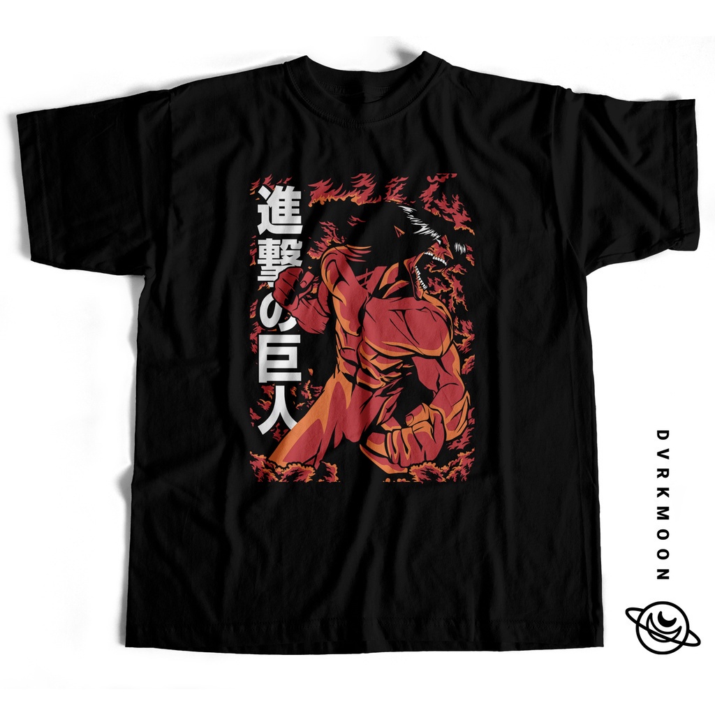 ความร้อน เสื้อยืด Attack On Titan attack titan anime shirt 100% cotton black