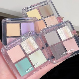 Cappuvini eyeshadow  อายแชโดว์ พาเลทตา 9 สี เนื้อดินน้ำมัน เนื้อใยไหม ประกายชิมเมอร์ สีสวย ติดทน กันน้ำ-SD1401