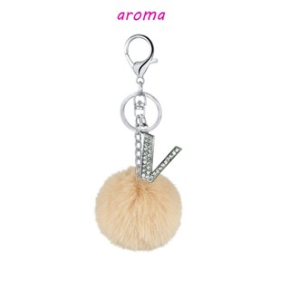 Aroma พวงกุญแจ จี้ขนกระต่ายเทียม 26 ตัวอักษร 26 ตัวอักษร 1 ชิ้น