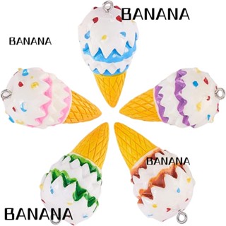 Banana1 พวงกุญแจเรซิ่น รูปกรวยไอศกรีม ไอศกรีม 37*22 มม. 5 สี 20 ชิ้น
