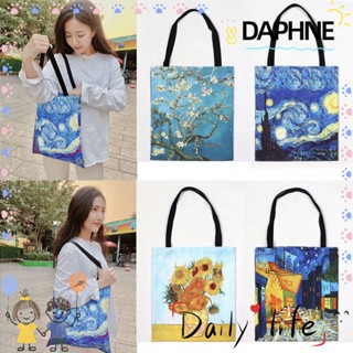 Daphne กระเป๋าช้อปปิ้ง ทรงโท้ท ลาย Van Gogh สไตล์ฮาราจูกุ เป็นมิตรกับสิ่งแวดล้อม