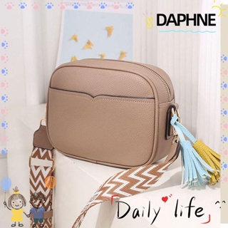 Daphne กระเป๋าสะพายข้าง หนัง PU ทรงสี่เหลี่ยม ขนาดเล็ก สีพื้น แฟชั่นสําหรับสตรี