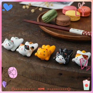 ✧LY-HOME✧ Cute Chopstick Rack Ceramic Decorative Chopsticks Holder Stand Cat Shape Pillow Care Rest Japanese Style Fine Design Multi Style Kitchen Cookware Tools