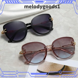 Melodygoods1 แว่นตากันแดด ทรงกลม สีน้ําตาลเข้ม ป้องกันรังสีอัลตราไวโอเลต ฤดูร้อน สีดํา กรอบขนาดใหญ่ สําหรับผู้หญิง เดินทาง