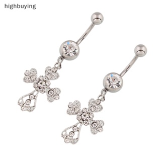 [highbuying] จี้ไม้กางเขน สเตนเลส สะดือ เล็บ แฟชั่น คริสตัล พลอยเทียม ท้อง แหวนปุ่ม สําหรับผู้หญิง ร่างกาย เซ็กซี่ เครื่องประดับใหม่ พร้อมส่ง