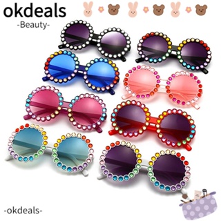 OKDEALS แว่นตากันแดด ประดับคริสตัล สีสันสดใส สําหรับเด็ก