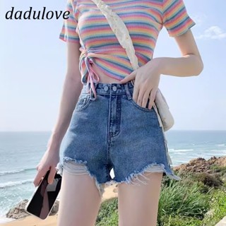 DaDulove💕 New American Ins High Street Raw Edge Denim Shorts Niche High Waist A- line Pants Large Size Hot Pants