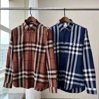 ใหม่ เสื้อเชิ้ตแขนยาวลําลอง ผ้าฝ้ายแท้ 100% ลายสก๊อต Burberry Burberry 2022 2 สี คุณภาพสูง แฟชั่นสําหรับผู้ชาย สไตล์ล่าสุด