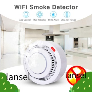 Lansel เครื่องตรวจจับควัน Wifi ควบคุมผ่านแอพ Tuya Fire Alarm