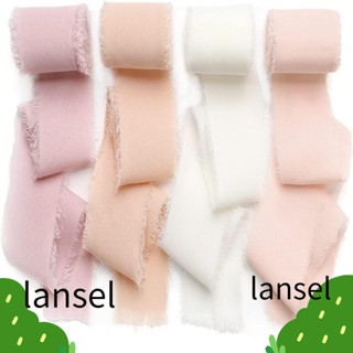 Lansel ริบบิ้นผ้าชีฟอง ผ้าเชียร์ สีขาว แฮนด์เมด 1-1/2 นิ้ว