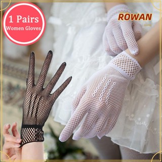 ROWANS ถุงมือตาข่าย แต่งลูกไม้ สีขาว สีดํา สําหรับปาร์ตี้ งานแต่งงาน