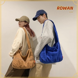 Rowans กระเป๋าช้อปปิ้ง กระเป๋าสะพายข้าง ผ้าแคนวาส น้ําหนักเบา สีพื้น จุของได้เยอะ สําหรับผู้หญิง