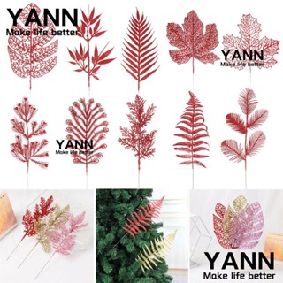 YANN1 ใบไผ่ผงสีทอง สําหรับแขวนตกแต่งต้นคริสต์มาส