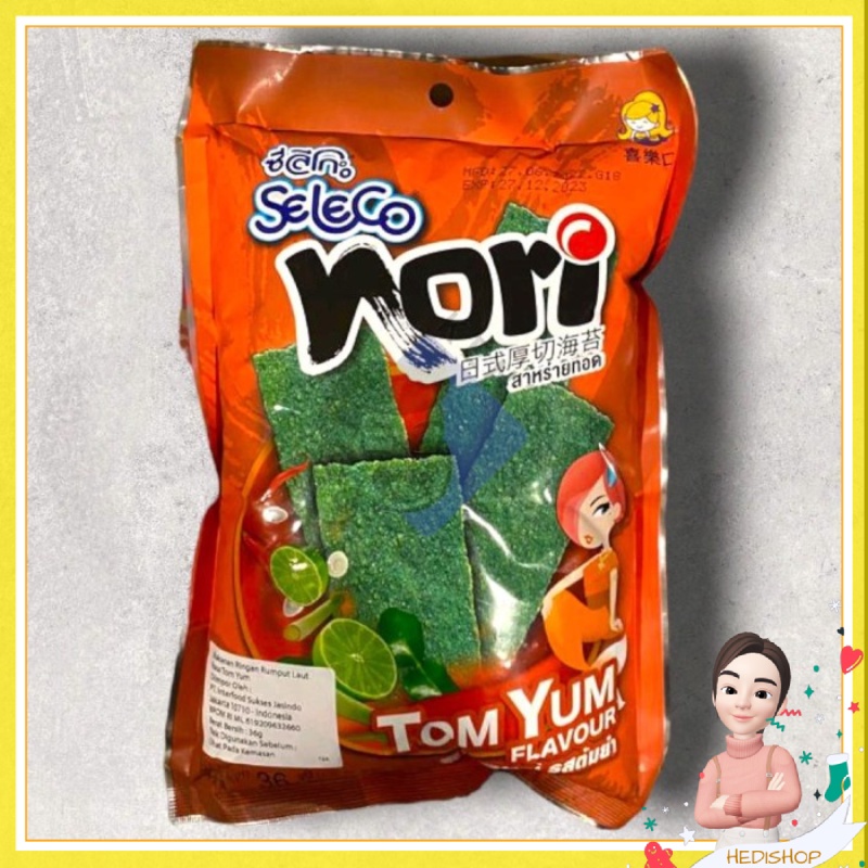 ขนมสาหร่าย Seleco Nori Sushi 36gr NON MSG Original และ Tomyum