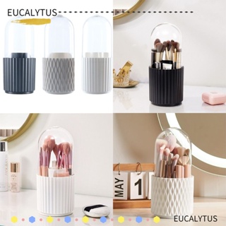 EUTUS กล่องใส่แปรงแต่งหน้า เครื่องสําอาง รูปลายทาง หมุนได้ 360 องศา คุณภาพสูง สีขาว สีดํา สําหรับบ้าน