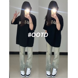 OOTD SHOP กางเกงขายาว กางเกงยีนส์ผู้หญิง ผู้หญิงแฟชั่นเกาหลี A97L0W9