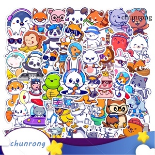 Chunrong สติกเกอร์ ลายการ์ตูนสัตว์น่ารัก มีกาวในตัว กันน้ํา เป็นมิตรกับสิ่งแวดล้อม สําหรับตกแต่งสเก็ตบอร์ด DIY 50 แผ่น