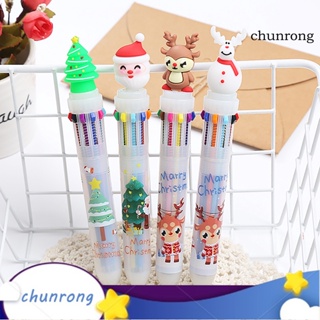 Chunrong ปากกาลูกลื่น ธีมคริสต์มาส พลาสติก หลากสี 10 สี สําหรับโรงเรียน