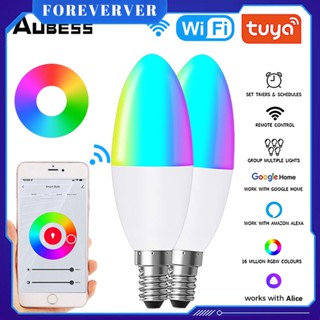 หลอดไฟ LED อัจฉริยะ Smart Wifi E14 Candelabra หลอดไฟ LED Rgb หลอดไฟ LED รีโมทคอนโทรล 100-240v Ww หลอดไฟวิเศษอัจฉริยะ การควบคุมด้วยเสียง Tuya fore