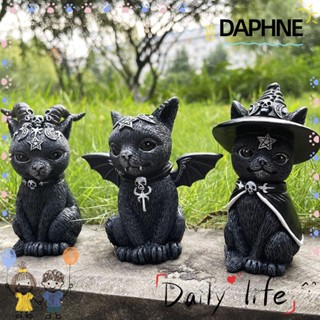 Daphne รูปปั้นแมวปีศาจ สีดํา สไตล์โกธิค สําหรับตกแต่งบ้าน และสวน