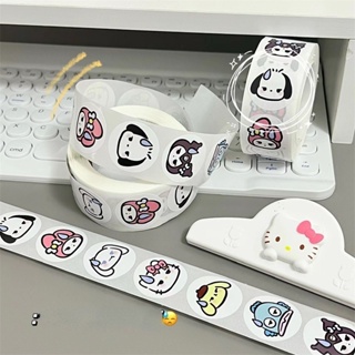 สติกเกอร์ซีล ลายการ์ตูน Hello Kitty Sanrio มีกาวในตัว สําหรับตกแต่ง DIY จํานวน 500 ชิ้น ต่อม้วน