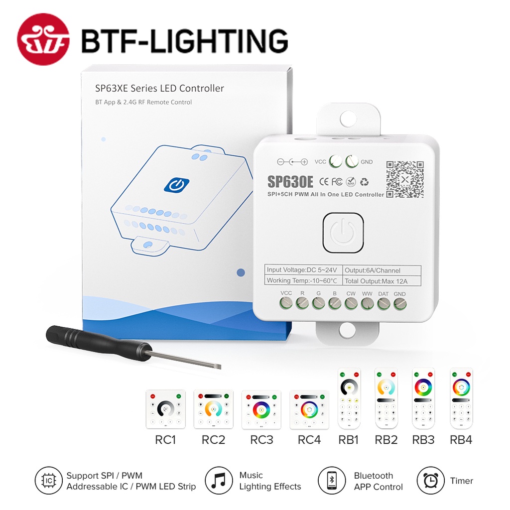 Sp630e All In One สายไฟ LED ควบคุม 5CH PWM SPI พิกเซล WS2812B WS2811 SK6812 FCOB 5050 RGB RGBW CCT M