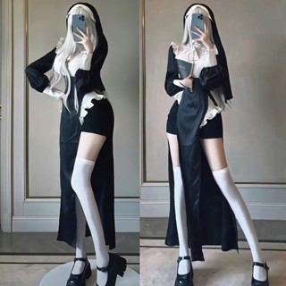 Spot second hair# Nun Suit cos sexy tight chowbie cross-dressing Halloween nun uniform TikTok same cosplay suit 8cc