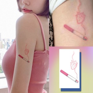 สติกเกอร์รอยสักชั่วคราว ลายพลุสตรอเบอร์รี่ กันน้ํา ติดทนนาน …