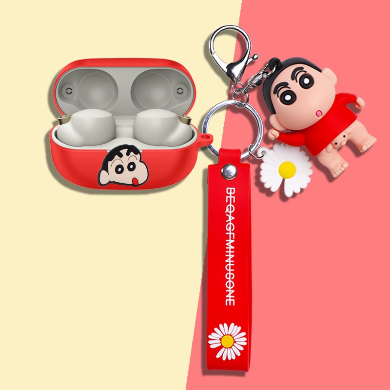 For Sony WF-1000XM5 Case Cartoon Burger Keychain Pendant Sony WF-1000XM5 Silicone Soft Case Cute Mar