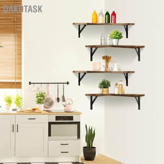 DAKOTASK 4PCS Wall Shelving Pine L Type DIY and Iron Floating Shelves Set for Books Storage Room Decor