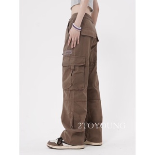 2TOYOUNG Moon กางเกงขายาว คาร์โก้ กางเกง เชือกอเมริกันคลาสิค Cargo pants 2023 NEW 073114 ทันสมัย สไตล์เกาหลี Stylish พิเศษ A20M08I 36Z230909