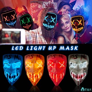 หน้ากากไฟฮาโลวีน Kamen Dance Cold Light Led Mask Halloween Hallow Terror Prop Festival Getting Atmosphere Tool TH1