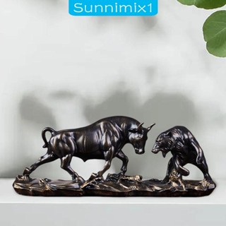 [Sunnimix1] ฟิกเกอร์ รูปปั้นวัว หมี และกระทิง สําหรับตกแต่งบ้าน ออฟฟิศ